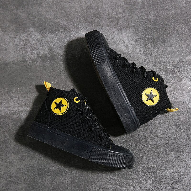 Kids Shoes High Top Canvas Shoes Baby Girls Boys Shoes Non-slip Rubber Sole Basketball Shoes Girls Children's Shoes Sneakers