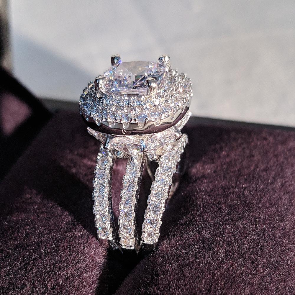 trendy luxury big 925 sterling silver engagement Ring for Women and ladys christmas gifts with cushion zirconia wedding R4898
