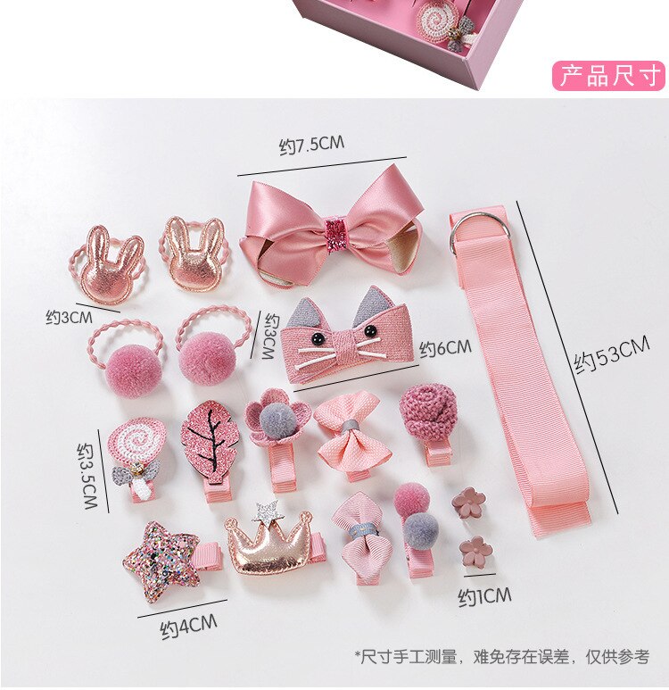 18 Pcs/Box Children Hair Accessories for Girls Hair Clips Headbands Cute Bow Flowers Cartoon Animals Shape Hair Accessories