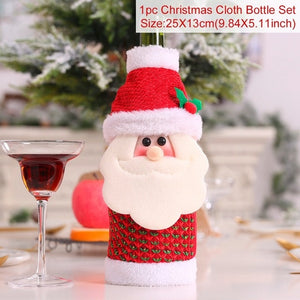 Christmas Wine Bottle Cover Merry Christmas Decor For Home 2020 Natal Noel Christmas Table Decor Xmas Gift Happy New Year 2021