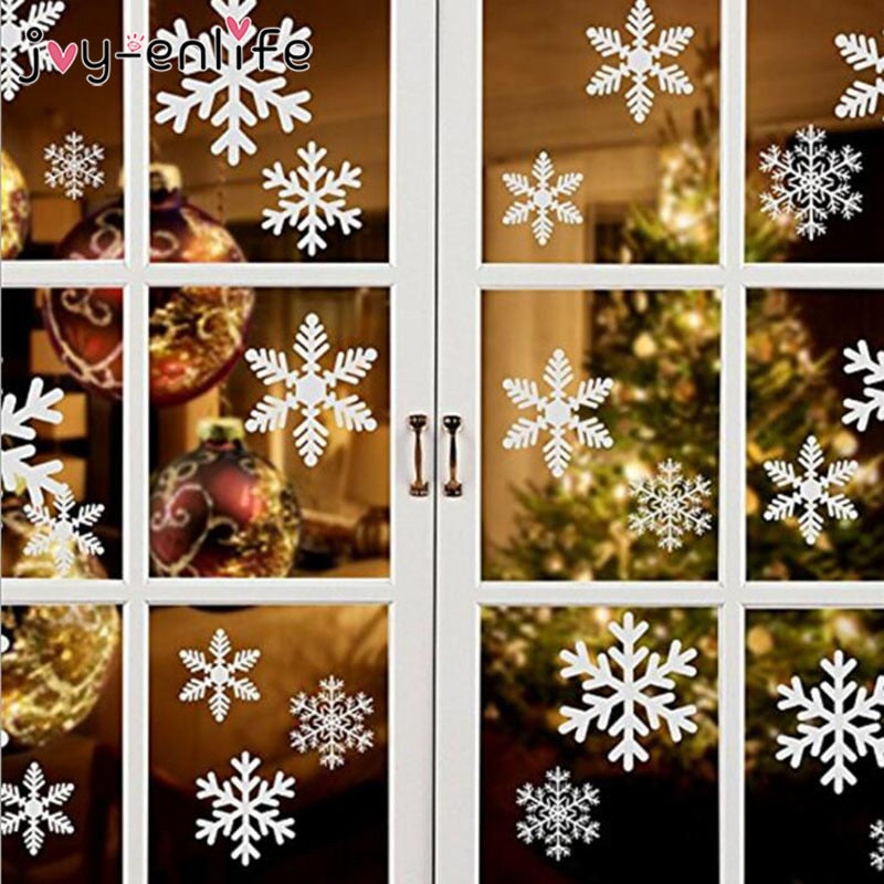 27pcs/lot White Snowflake Sticker Decoration Glass Window Kids Room Christmas Wall Stickers Home Decals Decoration New Year 2020