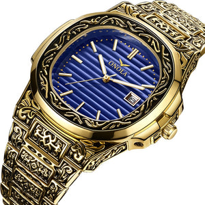 Mode montre à quartz hommes marque ONOLA luxe rétro or acier inoxydable montre hommes or hommes montre reloj hombre