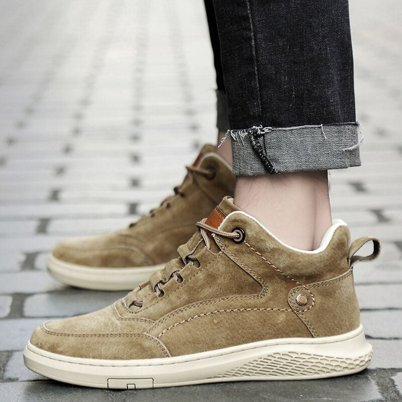 Men Shoes fashion Genuine Leather Loafers Breathable Autumn lace up comfortable Casual Shoes Outdoor Men Sneakers shoes o4