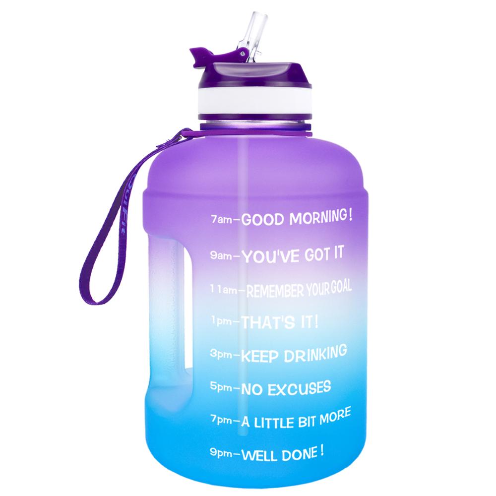 QuiFit 3.78L 2.2L 1.3L 128oz Gallon Water Bottle with Straw Clear Plastic Drinking Bottles GYM Tool Jug BPA Free Sports Cup