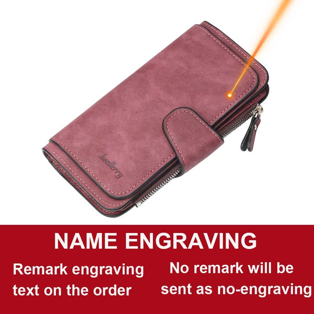 2020 Women Wallets Name Engrave Fashion Long Leather Top Quality Card Holder Classic Female Purse Zipper Wallet For Women
