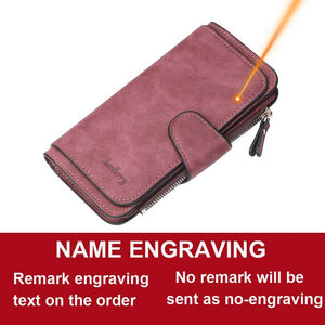 2020 Women Wallets Name Engrave Fashion Long Leather Top Quality Card Holder Classic Female Purse Zipper Wallet For Women
