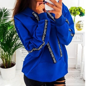 Solide automne vêtements cordon lettre imprimer Streetwear vestes à capuche femmes sweat sweat sweat à capuche pull Sudadera Mujer