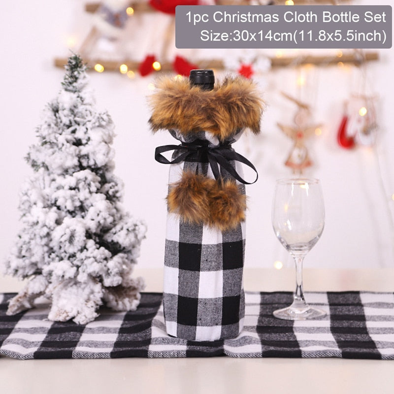 Christmas Wine Bottle Cover Merry Christmas Decor For Home 2020 Natal Noel Christmas Table Decor Xmas Gift Happy New Year 2021