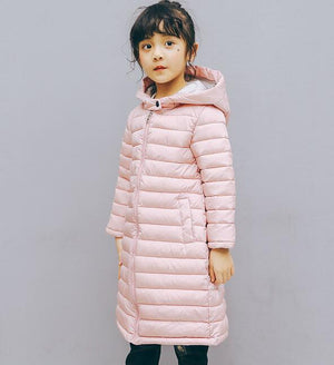 Enfants doudoune, à la mode couleur unie à manches longues à capuche vers le bas manteau hiver hauts pour les enfants