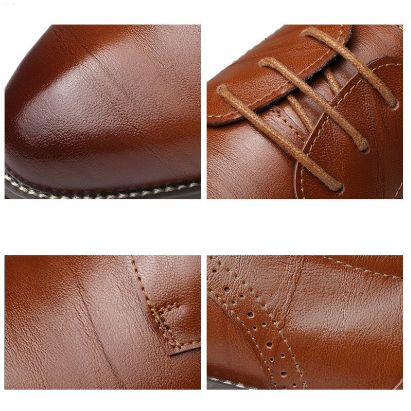 PHLIY XUAN 2020 Man Flat Classic Men Dress Shoes Genuine Leather Wingtip Carved Italian Formal Oxford Plus Size 38-48 For Winter