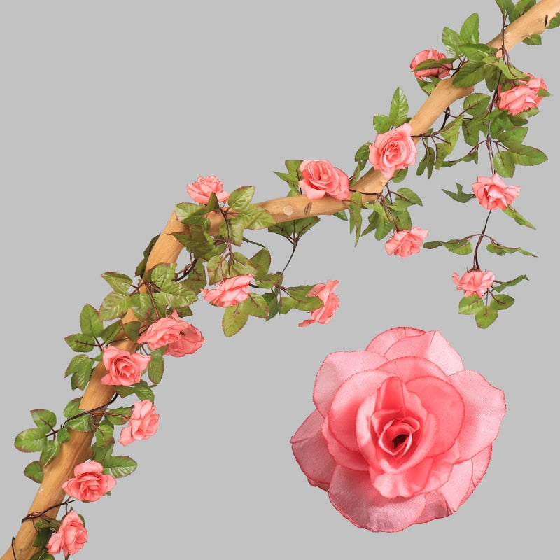 Artificial Flowers Rose 230cm length 16 to 69 flower Flowers for A Wedding Arch Flowers Garland Romantic Rose In Glass Dome