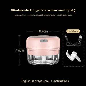 New USB Charge Wireless Electric Meat 3Level Grinder Food Chopper Mini Stainless Electric Kitchen Chopper Meat Grinder Shredder
