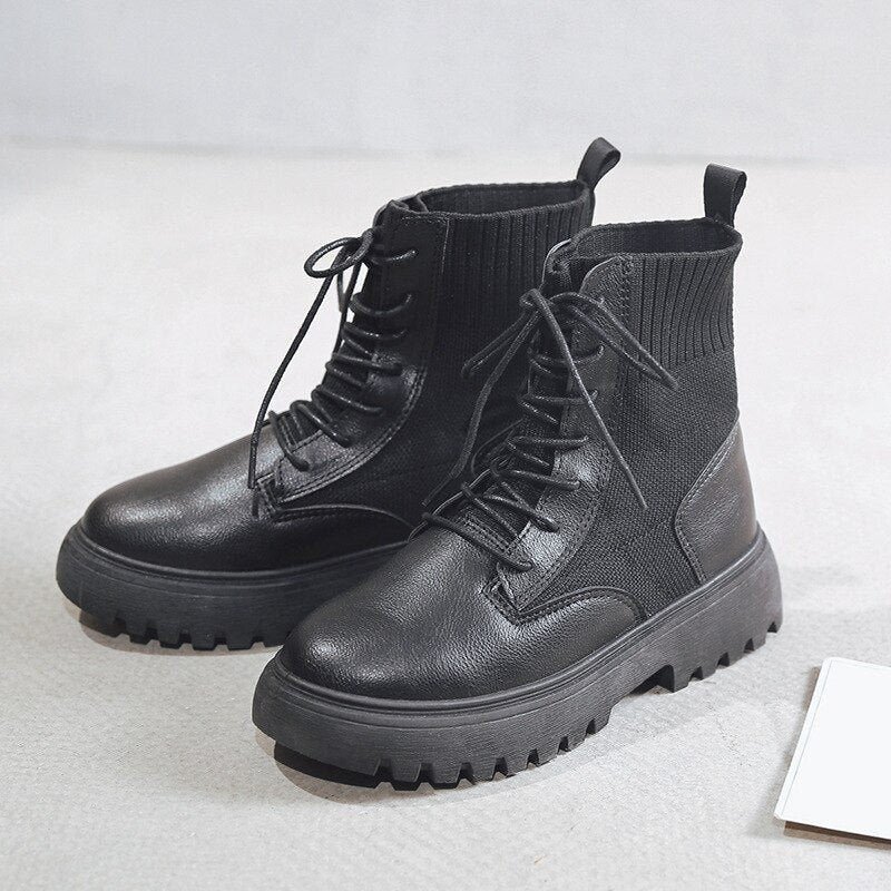 PU Platform Shoes Woman Snow Boots Ladies Booties Woman 2020 Women's Ankle Boots Short Plush Female Shoes For Women's Heel Boot