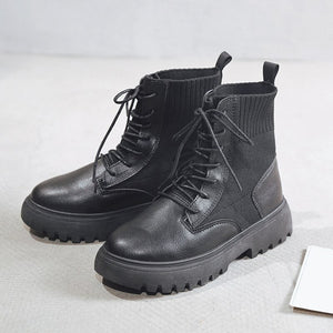 PU Platform Shoes Woman Snow Boots Ladies Booties Woman 2020 Women's Ankle Boots Short Plush Female Shoes For Women's Heel Boot