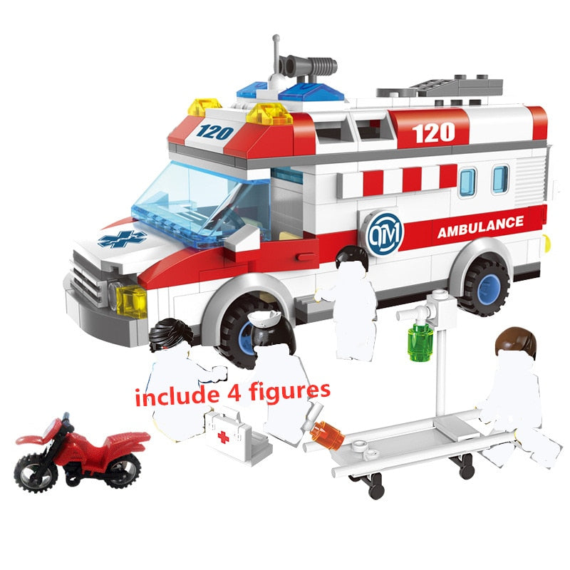 New Medical Ambulance Bricks City Fire Control Series Garbage Truck Building Blocks Model Compatible Educational Toys For Child