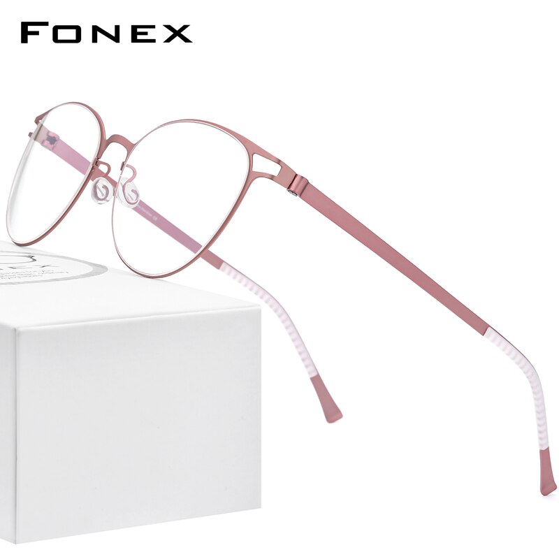 FONEX Alloy Glasses Frame Women 2020 New Vintage Round Myopia Optical Frames Prescription Eyeglasses Men Screwless Eyewear 996