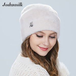 Joshuasilk winter woman hat Faux fur and angora rabbits Soft and delicate Pendant decoration fashion For Girls