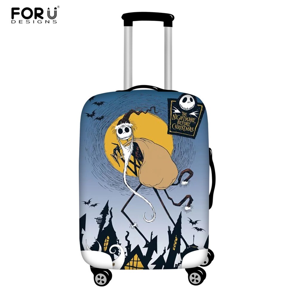 FORUDESIGNS Jack Skellington Brand Design Luggage Cover Protector Nightmare Before Christmas Print Travel Elastic Suitcase Cases