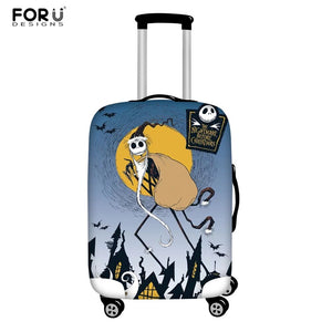 FORUDESIGNS Jack Skellington Brand Design Luggage Cover Protector Nightmare Before Christmas Print Travel Elastic Suitcase Cases