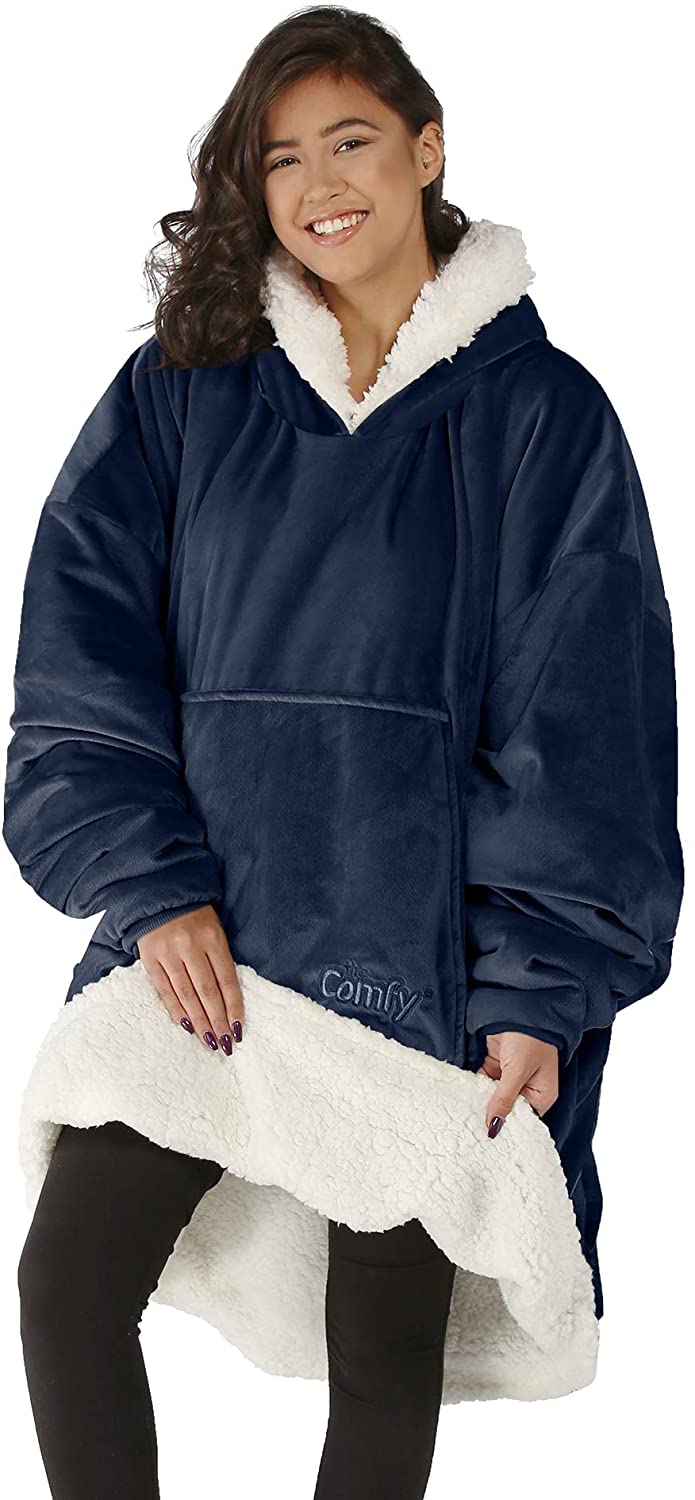 Winter Thick Comfy TV Blanket Sweatshirt Solid Warm Hooded Blanket Adults and Children Fleece Weighted Blankets for Beds Travel