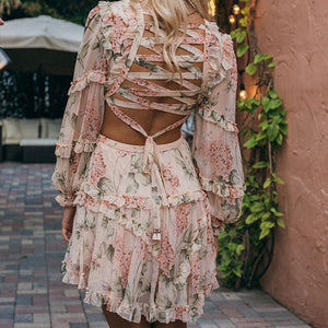 Paris Girl Summer Beach Mini Dress Woman Spaghetti Strap Cross Backless Sexy Deep V Print Bodycon Vestidos Fashion Short Dress