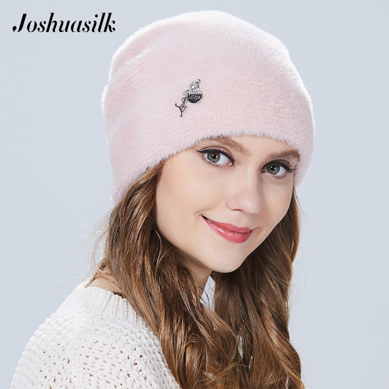 Joshuasilk winter woman hat Faux fur and angora rabbits Soft and delicate Pendant decoration fashion For Girls