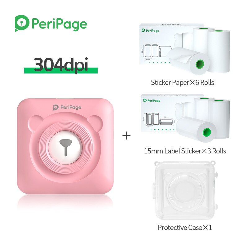 PeriPage Portable Thermal Bluetooth Printer 304dpi Thermal Picture Photo label Mini Printer for Android IOS Mobile Phone