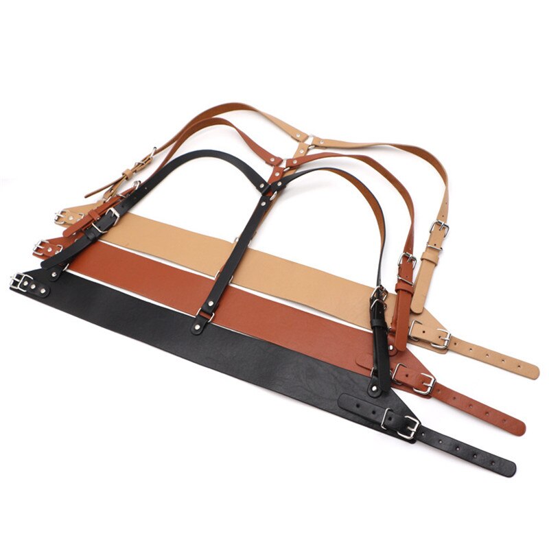 HATCYGGO Women Leather Body Harness Punk Female Body Bondage Chest Belts Lingerie Strap Wide Belt Cummerbund Black Harness Slim Body