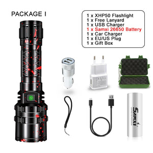 Powerful Flashlight High Power Rechargeable LED Lamp Self Defense Shocker Lantern Bike Light Tactical Torch By 18650 Battery