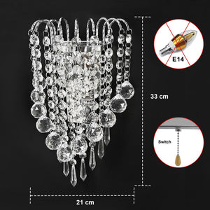 luces led E14 Modern Crystal Mirror Stainless Steel Wall Lights Lamps Sconce Fixtures Lights for Hallway Bedside Living Room