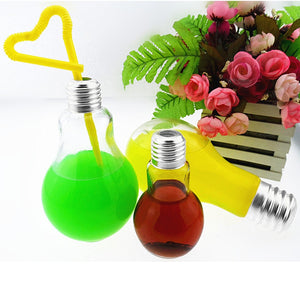 Creative Summer Bulb Water Bottle Cute Brief Fashion Milk Juice Light Bulb Leak-proof Drinkware Portable Outdoors Drinking Glass