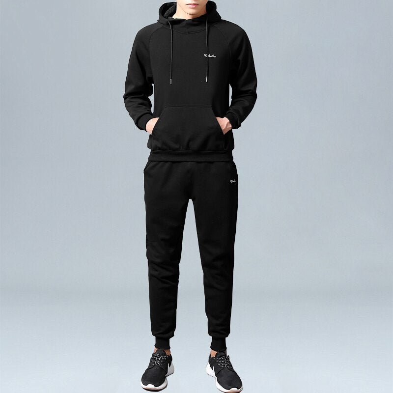 Sets Tracksuit Men Autumn Winter Hooded Sweatshirt Drawstring Outfit Sportswear 2020 Male Suit Pullover 4 Piece Set Casual