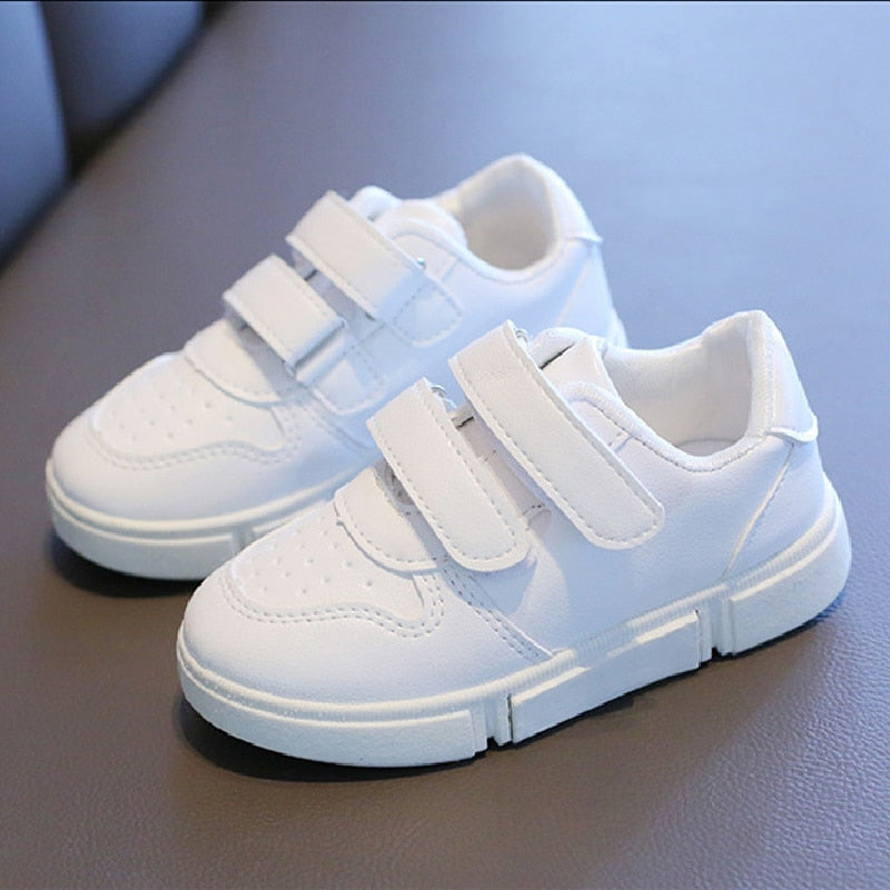 New Kids Sneakers Boys Shoes Girls Trainers Children Leather Solid White School Student School Children's Shoes Flat zapatillas