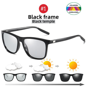VIVIBEE-lunettes de soleil polarisées | Cadre photochromique, carré classique, caméléon Glaases de Transition, lunettes de soleil à changement de couleur pour hommes