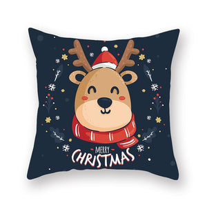 Elk Deer Santa Claus Snowman Christmas Cushion Cover Throw Pillow Xmas New Year Decor Home Decoration Polyester Pillowcase 40543