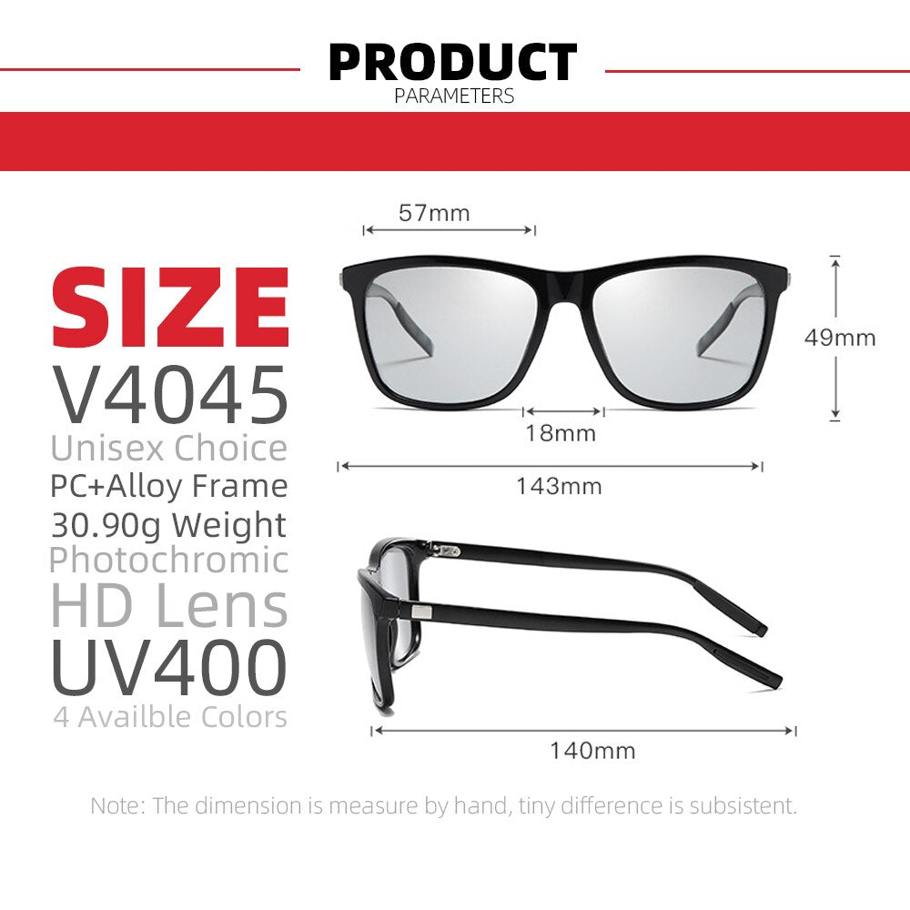 VIVIBEE-lunettes de soleil polarisées | Cadre photochromique, carré classique, caméléon Glaases de Transition, lunettes de soleil à changement de couleur pour hommes