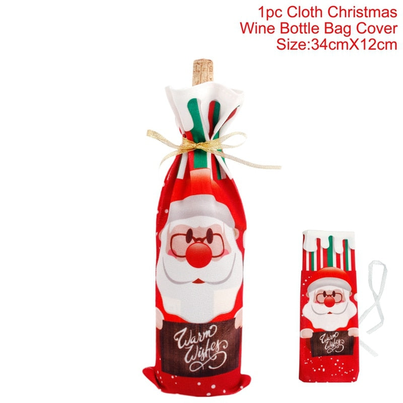 Christmas Wine Bottle Cover Merry Christmas Decor For Home 2020 Natal Noel Christmas Table Decor Xmas Gift Happy New Year 2021