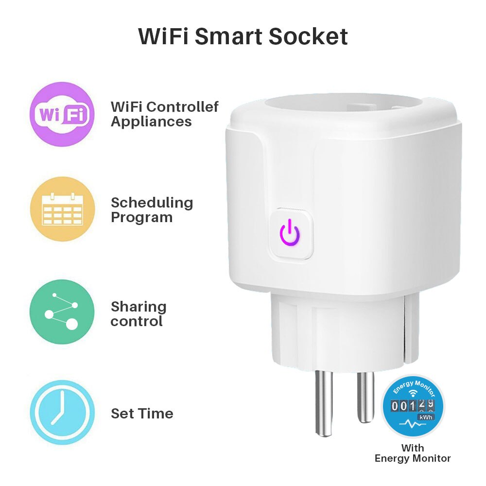 Smart Plug WiFi Socket EU 16A Power Monitor Timing Function Tuya SmartLife APP Control Works With Alexa Google Assistant