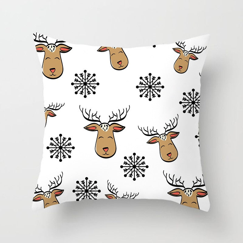 Elk Deer Santa Claus Snowman Christmas Cushion Cover Throw Pillow Xmas New Year Decor Home Decoration Polyester Pillowcase 40543