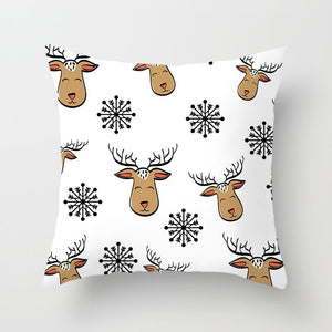Elk Deer Santa Claus Snowman Christmas Cushion Cover Throw Pillow Xmas New Year Decor Home Decoration Polyester Pillowcase 40543