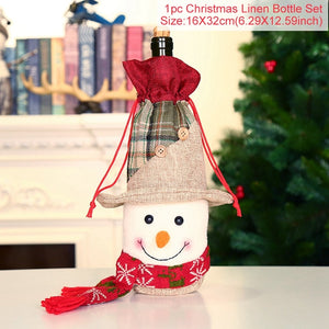 Christmas Wine Bottle Cover Merry Christmas Decor For Home 2020 Natal Noel Christmas Table Decor Xmas Gift Happy New Year 2021