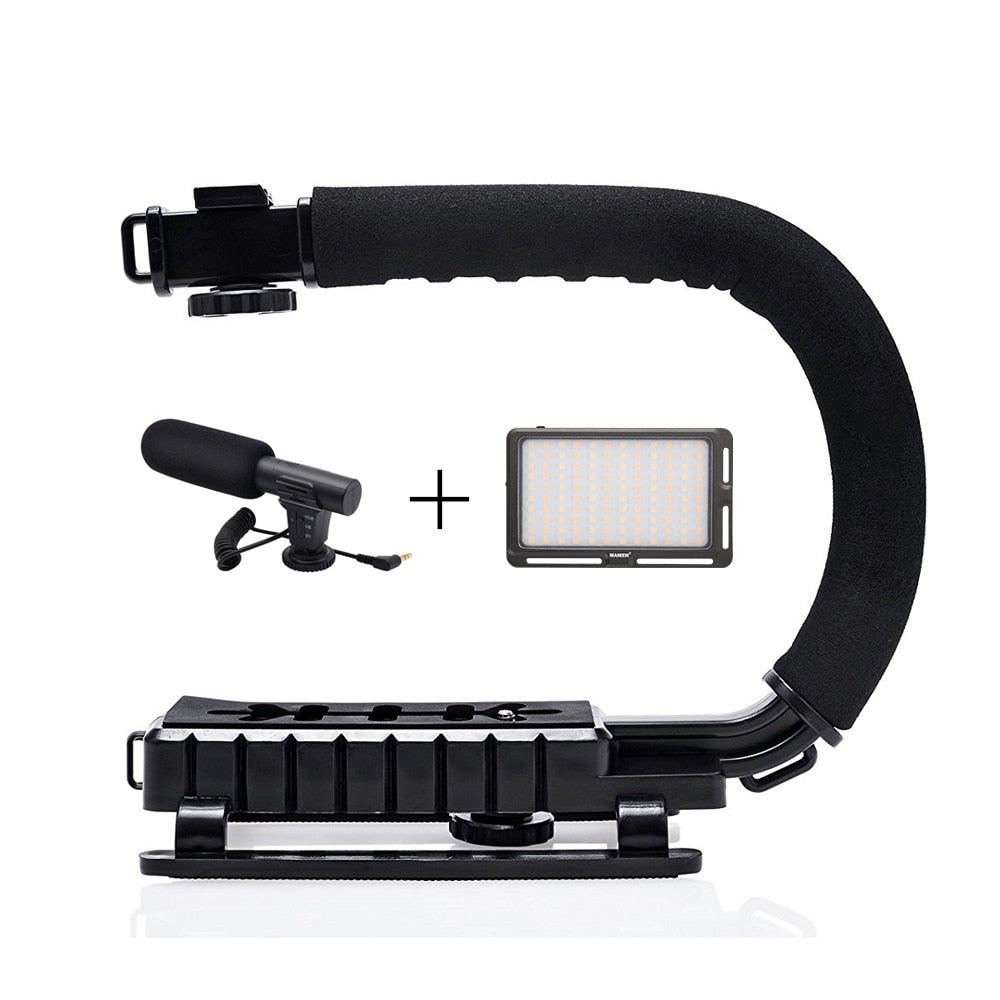 Stabilisateur de cardan de caméra MAMEN avec studio LED lumière vidéo et Microphone pour la photographie DSLR stabilisateur de poche de prise de vue Vlog