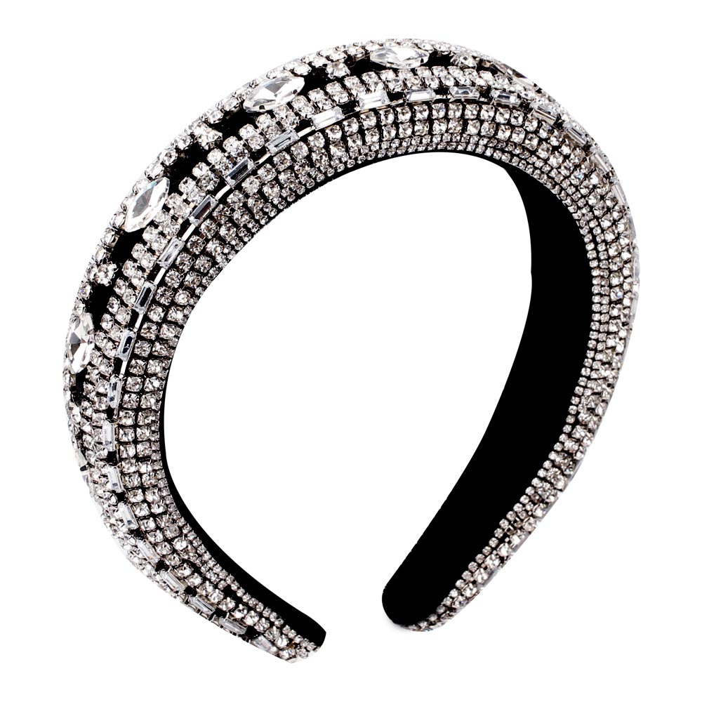 CN Baroque Full Crystal Hair Bands For Women Luxury Padded Diamond Headband Hair Hoop Christmas Gifts Christmas Hair Accessories