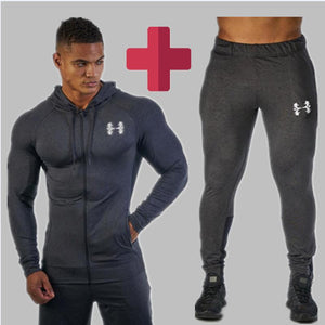 gyms men Spring Set Men's Fashion Sportswear Tracksuits Sets Men's Bodybuilding Hoodies+Pants casual fitness Outwear Suits men