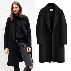 2020 Winter Coats Women Suit Collar Buttons Pockets Thick Woolen Coats Casual Loose Solid Long Sleeve Keep Warm Outwears Female