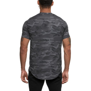 2020 camouflage Sport chemise hommes à manches courtes entraînement gymnase t-shirt hommes Compression coupe mince course t-shirt hommes Fitness hauts Sport t-shirt
