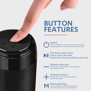 TG113C Column Portable Bluetooth Mini Speaker with FM Radio TF Card AUX Cable Wireless Loundpeakers &Phone Holder 9 Colors