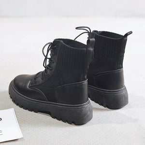 PU Platform Shoes Woman Snow Boots Ladies Booties Woman 2020 Women's Ankle Boots Short Plush Female Shoes For Women's Heel Boot