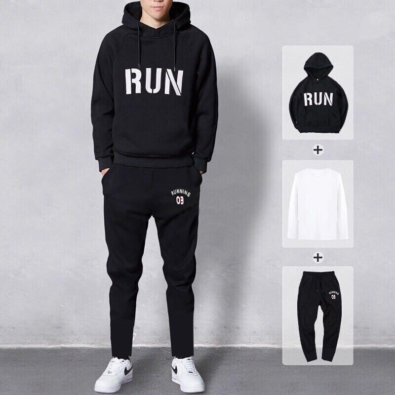 Sets Tracksuit Men Autumn Winter Hooded Sweatshirt Drawstring Outfit Sportswear 2020 Male Suit Pullover 4 Piece Set Casual