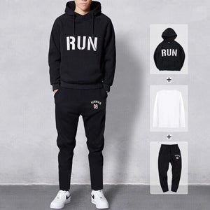 Sets Tracksuit Men Autumn Winter Hooded Sweatshirt Drawstring Outfit Sportswear 2020 Male Suit Pullover 4 Piece Set Casual